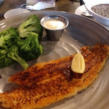 Eden Table - Restaurant + Bar - Blackened catfish with broccoli and black beans!! Was hoping for 2 fillets but did get filled. - Breakfast & Brunch Near Me - Magnolia, Texas Eden Table - Restaurant + Bar - Blackened catfish with broccoli and black beans!! Was hoping for 2 fillets but did get filled. - Breakfast & Brunch Near Me - Magnolia, Texas