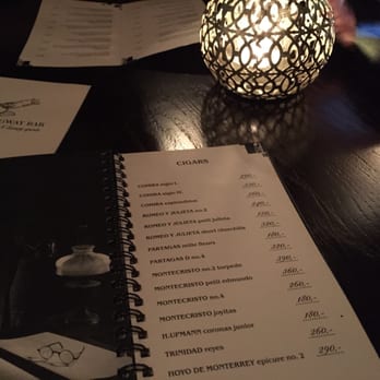 Hemingway bar - Cigar menu - Cocktail Bars Near Me - Prague, Puerto Rico