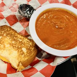Oasis Coffee House - Tomato Basil Soup and Sourdough Grilled Cheese.