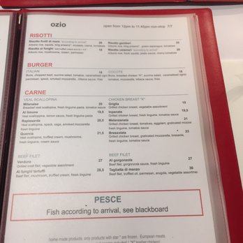 Ozio - Menu in English (3/5) - Italian Near Me - Paris, 75