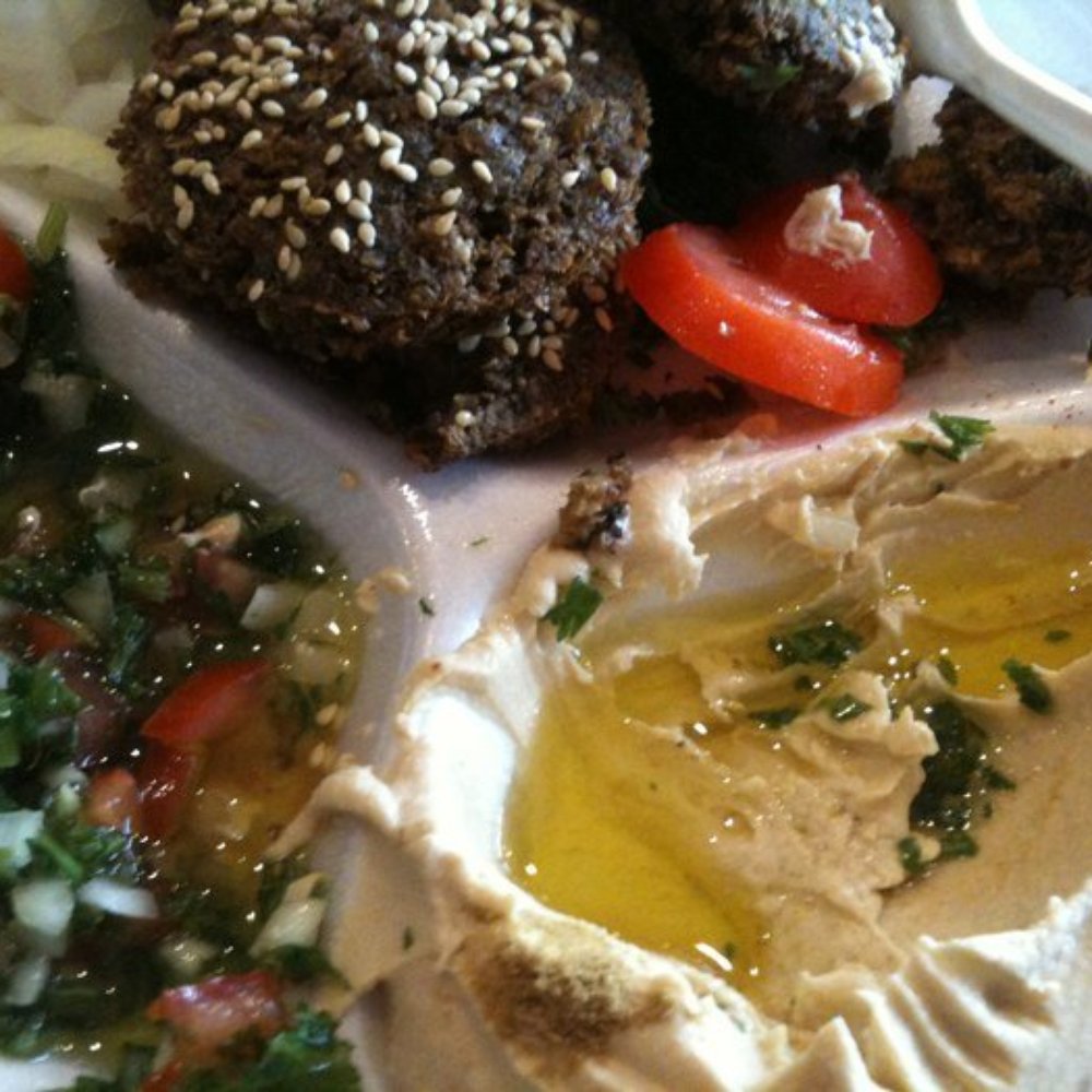 Grand Cafe - Excess oil on tabouleh and hummus - Middle Eastern Near Me - Richardson, Texas Grand Cafe - Excess oil on tabouleh and hummus - Middle Eastern Near Me - Richardson, Texas