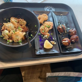 Bear Noodle Bar - Spicy wonton garlic butter shrimp takoyaki all were very tasty - Noodles Near Me - Big Bear Lake, California Bear Noodle Bar - Spicy wonton garlic butter shrimp takoyaki all were very tasty - Noodles Near Me - Big Bear Lake, California