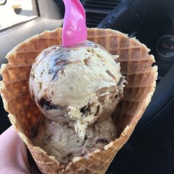 Baskin-Robbins - Two scoops of Jamoca Almond Fudge in a waffle cone