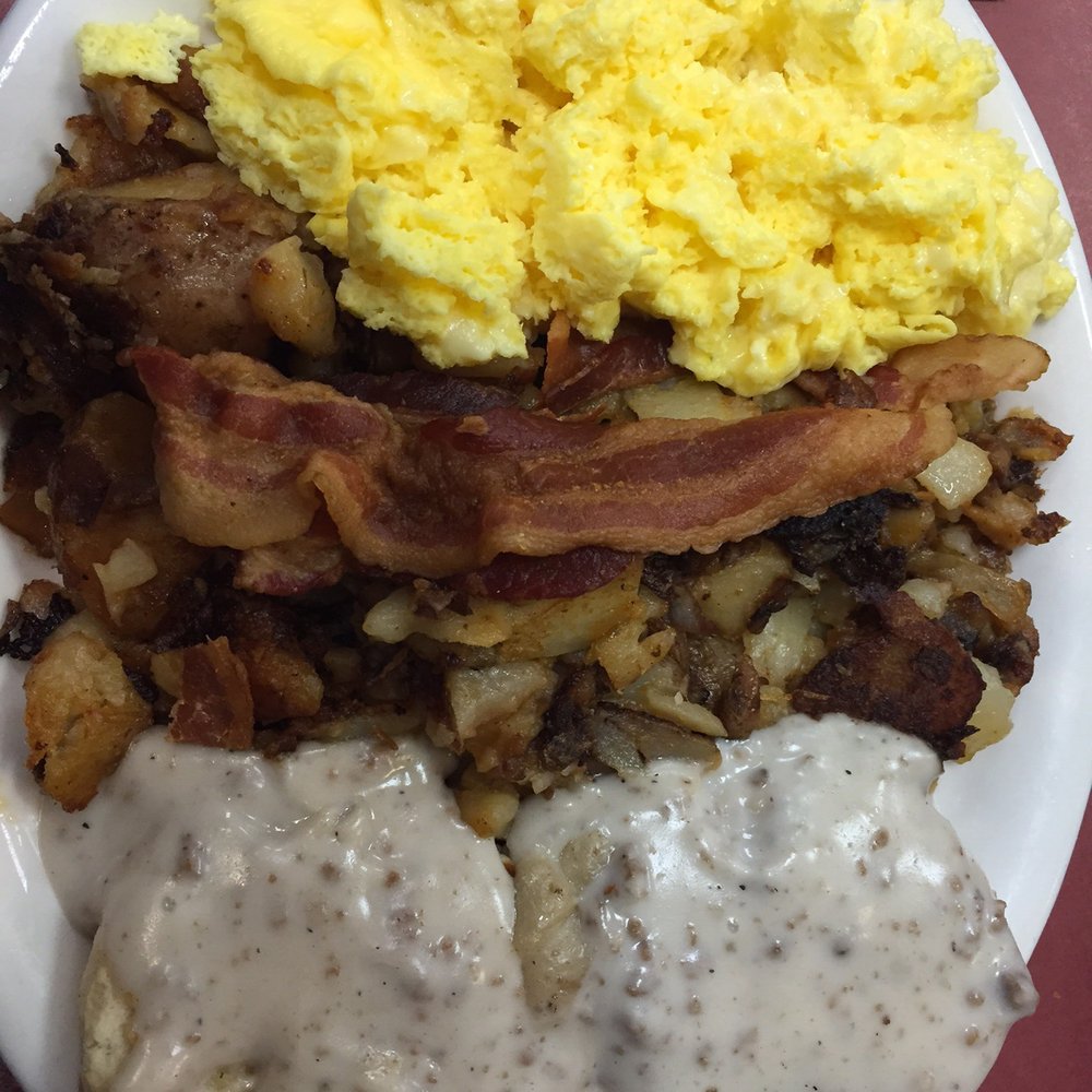 The Shack - Biscuits and gravy bacon home fries and eggs. I couldn't eat it all boxing it up to take some home - Breakfast & Brunch Near Me - Waterford, Connecticut The Shack - Biscuits and gravy bacon home fries and eggs. I couldn't eat it all boxing it up to take some home - Breakfast & Brunch Near Me - Waterford, Connecticut