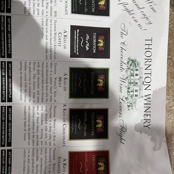 Thornton Winery - Chocolate wine flight menu - Wineries Near Me - Temecula, California