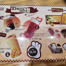 Boba tea menu Boba tea menu