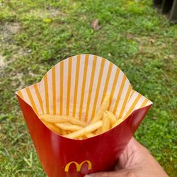McDonald's - This is their large fry. And they do not cook food when ordered. Always cold nasty.
