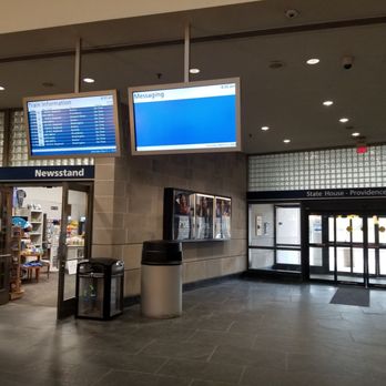 Amtrak Station Park - Electronic boards on two sides of waiting area - Parks Near Me - Providence, Rhode Island