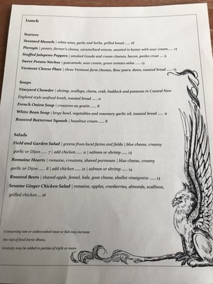 Menu photo 7 The Gryphon Burlington, VT
