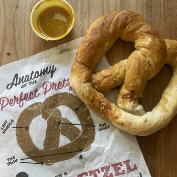 Ben's Soft Pretzels - Regular pretzel with sweet mustard sauce (bigger than it looks) - Pretzels Near Me - Shipshewana, Indiana Ben's Soft Pretzels - Regular pretzel with sweet mustard sauce (bigger than it looks) - Pretzels Near Me - Shipshewana, Indiana