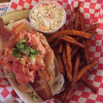 Red Hook Lobster Pound - Mmm~, sweet potato fries (nice and hot). Lobster roll had three shell pieces(small and big). Pickle is very sour and salty! - Seafood Near Me - Brooklyn, New York Red Hook Lobster Pound - Mmm~, sweet potato fries (nice and hot). Lobster roll had three shell pieces(small and big). Pickle is very sour and salty! - Seafood Near Me - Brooklyn, New York