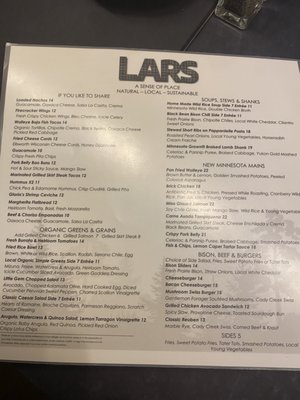 Menu photo 1 LARS Bar & Restaurant Bloomington, MN Menu photo 1 LARS Bar & Restaurant Bloomington, MN