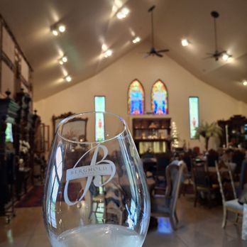 Berghold Vineyards & Winery - Members lounge and tasting glass. I was allowed cuz my sis is a member - Wineries Near Me - Lodi, California