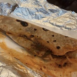 Amazing flour tortilla! Insane how fresh and clean this burritos is Steak in Chile Colorado