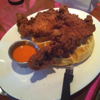 Big Pink - The Chicken & Waffles...that Frank's Hot Sauce with the sweet syrup was PERFECT - Pizza Near Me - Miami Beach, Florida