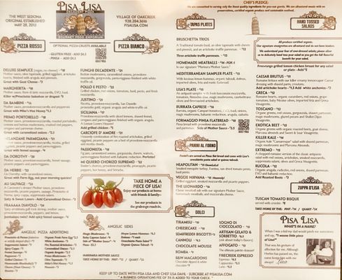 Menu photo 3 Pisa Lisa Sedona, AZ Menu photo 3 Pisa Lisa Sedona, AZ