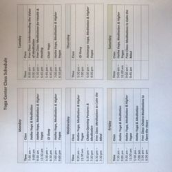 Yoga Center of California - Typical class schedule! Available on the website