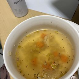 a bowl of soup on a plate