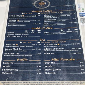 Azal Coffee - Menu - Coffee & Tea Near Me - Forest Hills, New York
