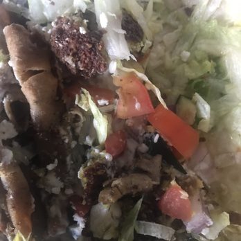Gyro Xpress - Terrible, hard, dry, old gyro meat - a chunk of falafel so tough and dry it can't be eaten - some brown vegis - Mediterranean Near Me - San Francisco, California