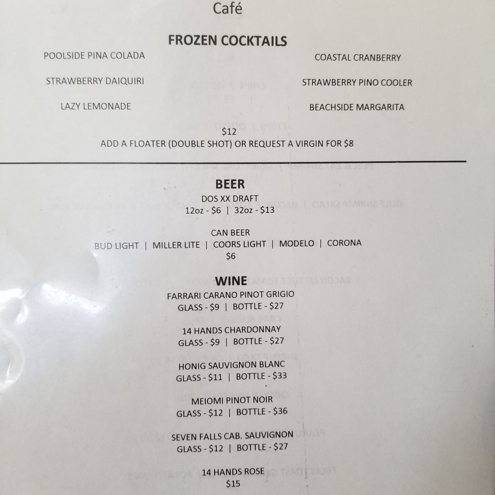 C-Bar Seaside Cafe - Drinks menu - Bars Near Me - Port Aransas, Texas