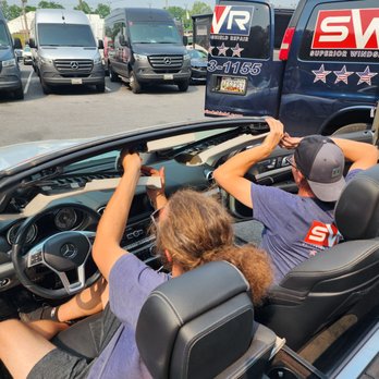 Superior Windshield Repair - Superior team putting a Mercedes convertible back together after a windshield install. - Windshield Installation & Repair Near Me - Annapolis, Maryland