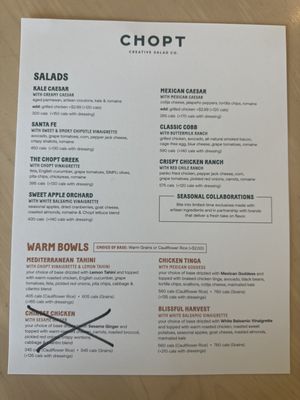 Menu photo 2 Chopt Creative Salad Co. Chapel Hill, NC