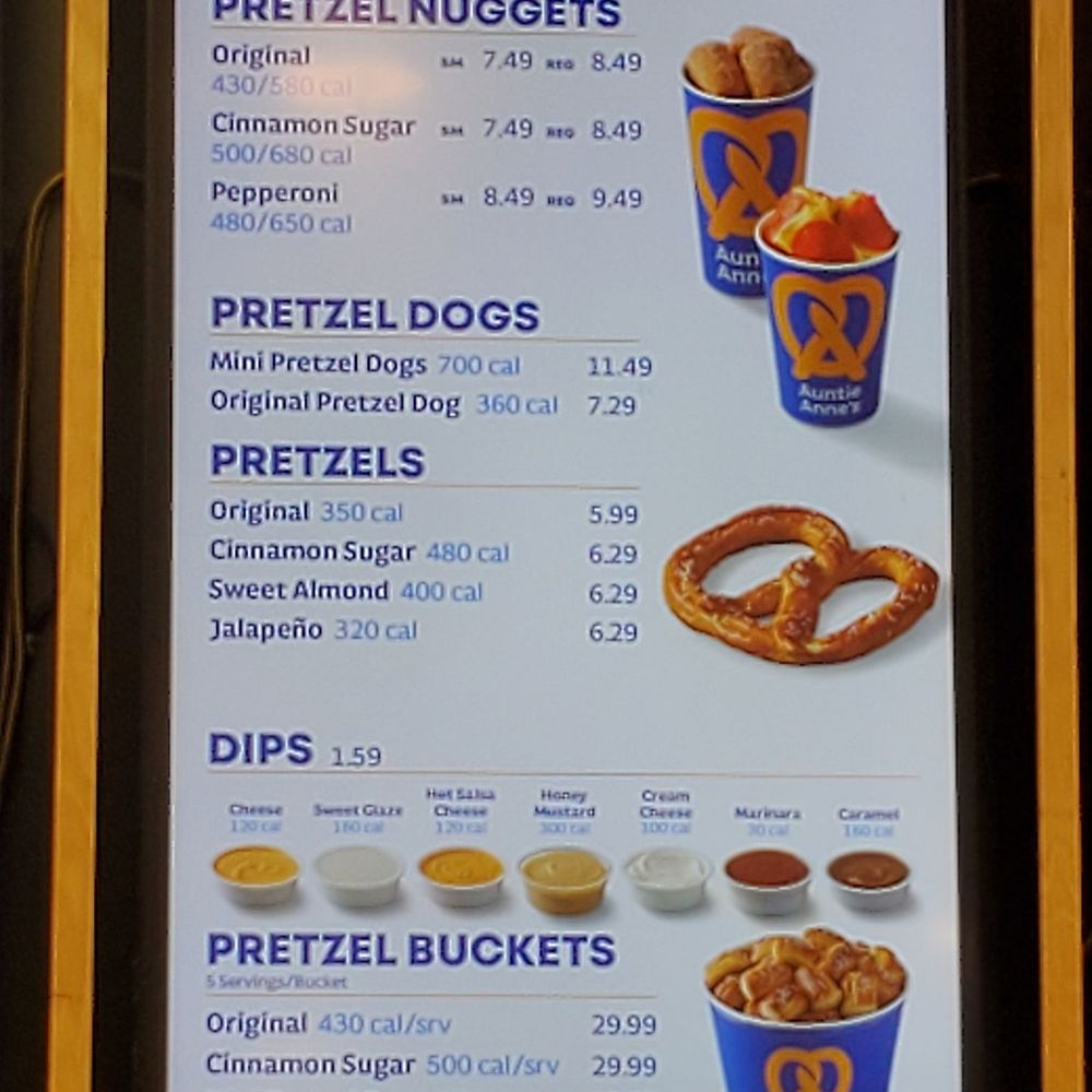 Auntie Anne's - Menu - Pretzels Near Me - Milpitas, California Auntie Anne's - Menu - Pretzels Near Me - Milpitas, California