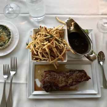 Bentley's Restaurant - NY Steak , Cream spinach and fries - French Near Me - Charlotte, North Carolina