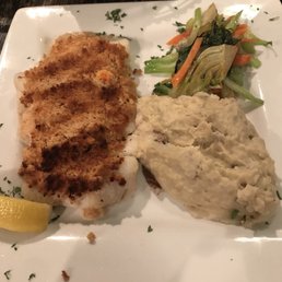 Baked scribe with crabmeat stuffing.