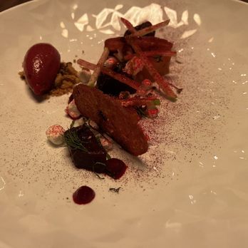 Partage - 7-course tasting menu, appetizer 1 (beet dish) - French Near Me - Las Vegas, Nevada Partage - 7-course tasting menu, appetizer 1 (beet dish) - French Near Me - Las Vegas, Nevada
