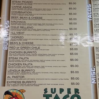 Super Taco Express - Part 1 of menu - Mexican Near Me - Vancouver, Washington Super Taco Express - Part 1 of menu - Mexican Near Me - Vancouver, Washington