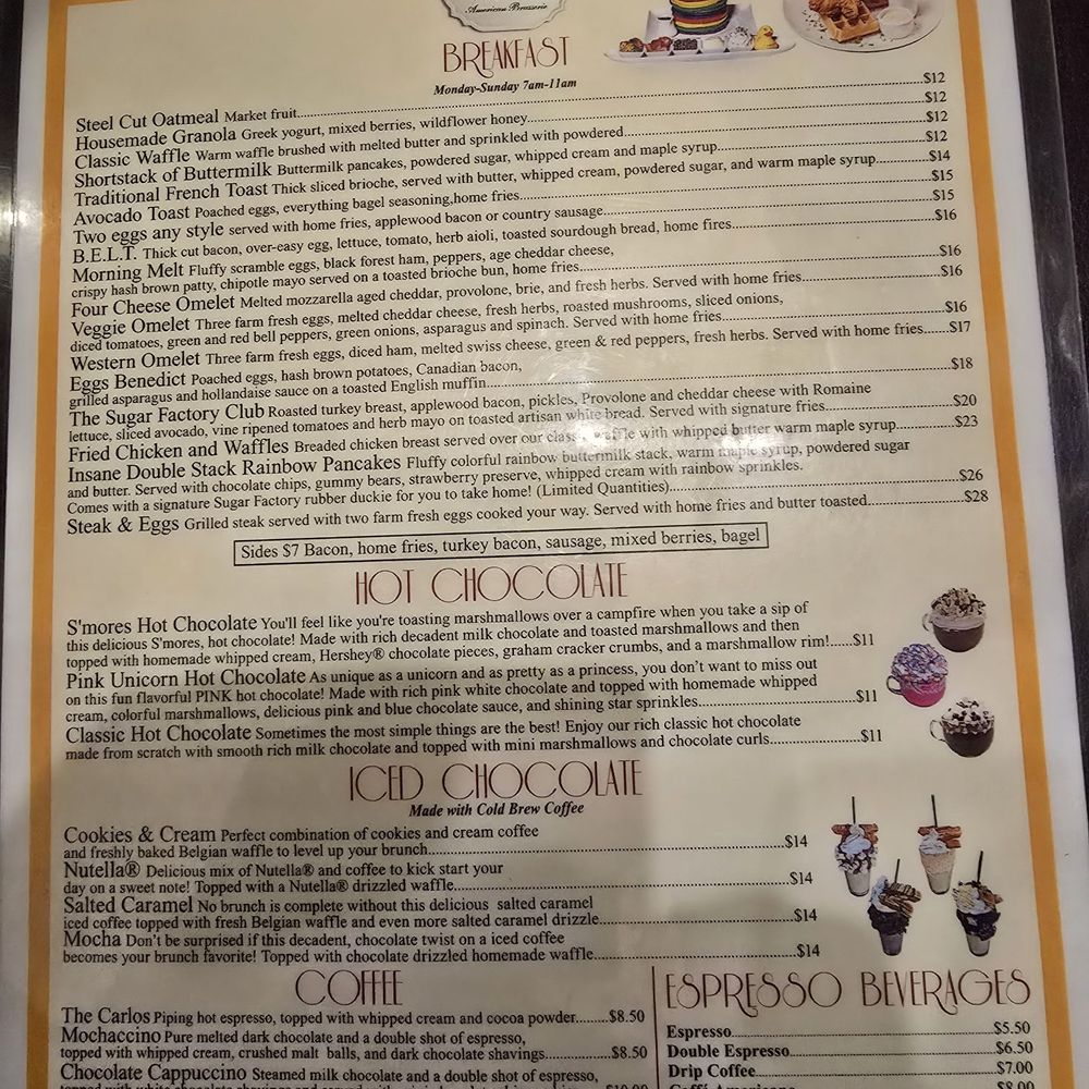 Sugar Factory - Queens - Breakfast Menu - Desserts Near Me - Jamaica, New York