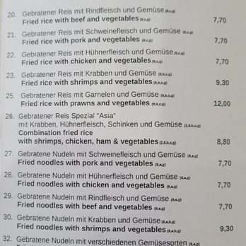 Asia - Menu items Aug 2021 - Chinese Near Me - Speicher, RP