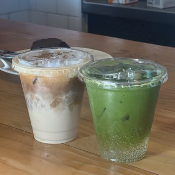 Foglifter Coffee Roasters - Banana latte and matcha tonic - Cafes Near Me - Vancouver, British Columbia