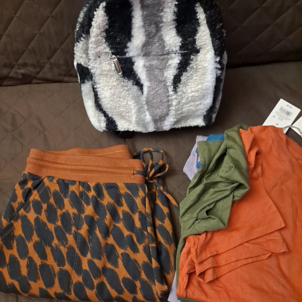 Target - For $75 and change - Two long sleeve shirts, two short sleeve shirts, leopard joggers, and furry mini backpack. - Department Stores Near Me - Brooklyn, New York