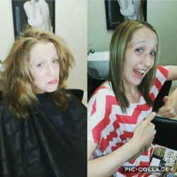 Suite Glam - Before and after her keratin smoothing treatment!