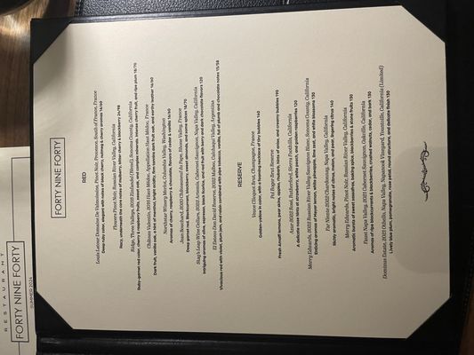 Menu photo 5 Forty Nine Forty Corrales, NM