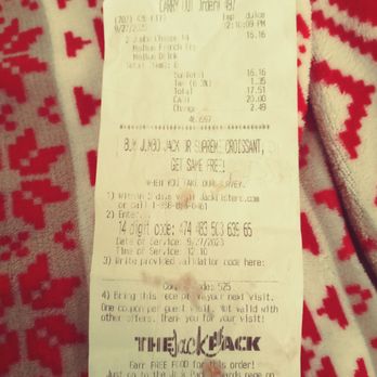 Jack in the Box - Receipt - Fast Food Near Me - Suisun City, California