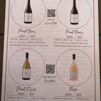 Solvero Wines - Wine tasting sheet and bottle prices - Wine Tasting Room Near Me - Summerland, British Columbia