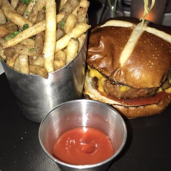 P.S. Kitchen - Smoky BBQ Burger with truffle fries. - Vegetarian Near Me - New York, New York P.S. Kitchen - Smoky BBQ Burger with truffle fries. - Vegetarian Near Me - New York, New York