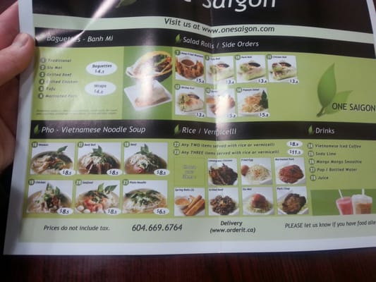 Menu photo 6 One Saigon Vancouver, BC Menu photo 6 One Saigon Vancouver, BC