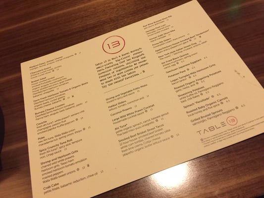 Menu photo 6 Table 13 Spokane, WA