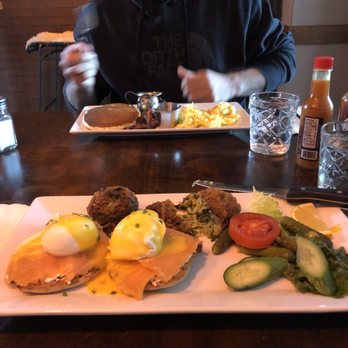Blue Daisy - Salmon Benedict and Breakfast Combo .. descent tasting for both. - Creperies Near Me - Santa Monica, California Blue Daisy - Salmon Benedict and Breakfast Combo .. descent tasting for both. - Creperies Near Me - Santa Monica, California
