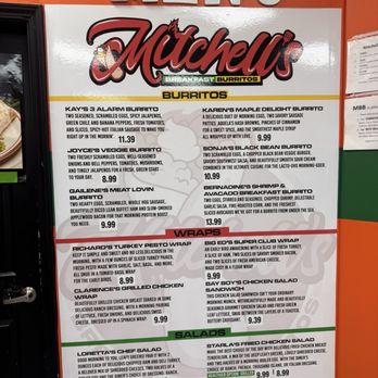 Mitchell's Breakfast Burritos - Menu - American Near Me - West Memphis, Arkansas