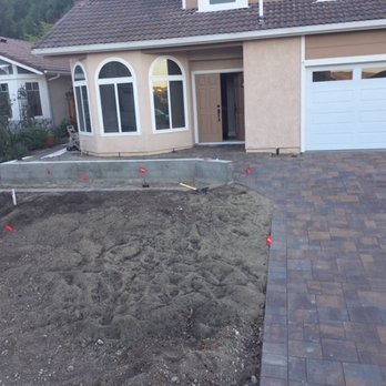 System Pavers - after they left, driveway looks great but lots of work to finish. - Masonry/Concrete Near Me - Orange, California