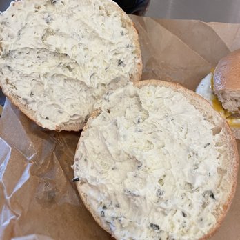 Einstein Bros. Bagels - Six cheese toasted bagel with onion and chives . This is pillowy soft. Delicious! - Bagels Near Me - San Diego, California Einstein Bros. Bagels - Six cheese toasted bagel with onion and chives . This is pillowy soft. Delicious! - Bagels Near Me - San Diego, California