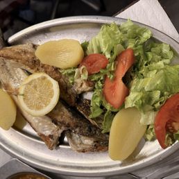 Pan fried sea bass