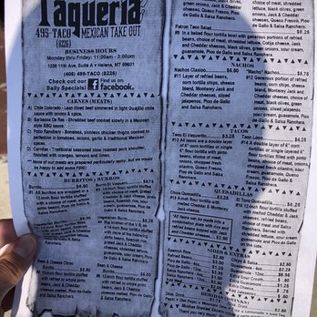 El Vaquero Taqueria - Menu (July 2021) - Mexican Near Me - Helena, Montana