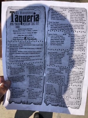 Menu photo 1 El Vaquero Taqueria Helena, MT